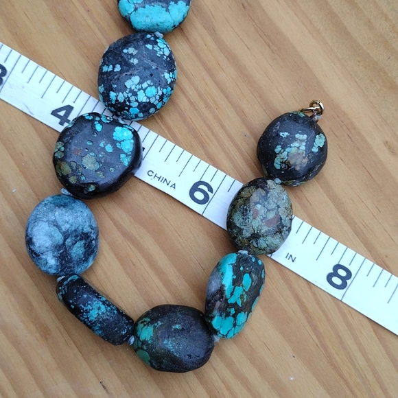 VINTAGE Kenneth Jay Lane Turquoise Nugget Chunky Gemstone Necklace - Picture 9 of 12